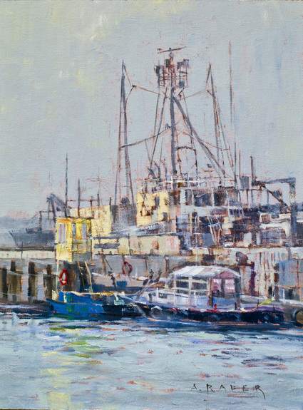 Newport Harbor Study - Harbor oil painting by artist April Raber