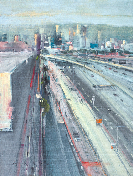 L.A. Viewpoint (study) - Urban oil painting by artist April Raber