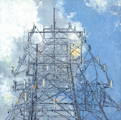 Sky Tower - Urban, Industrial oil painting by artist April Raber